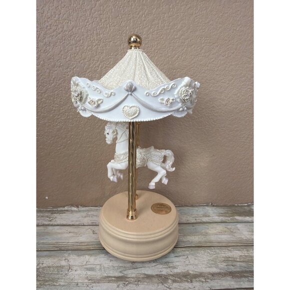 1994 San Francisco Music Box Chantilly Single Carousel Horse Beauty & Beast NIB - Picture 15 of 17